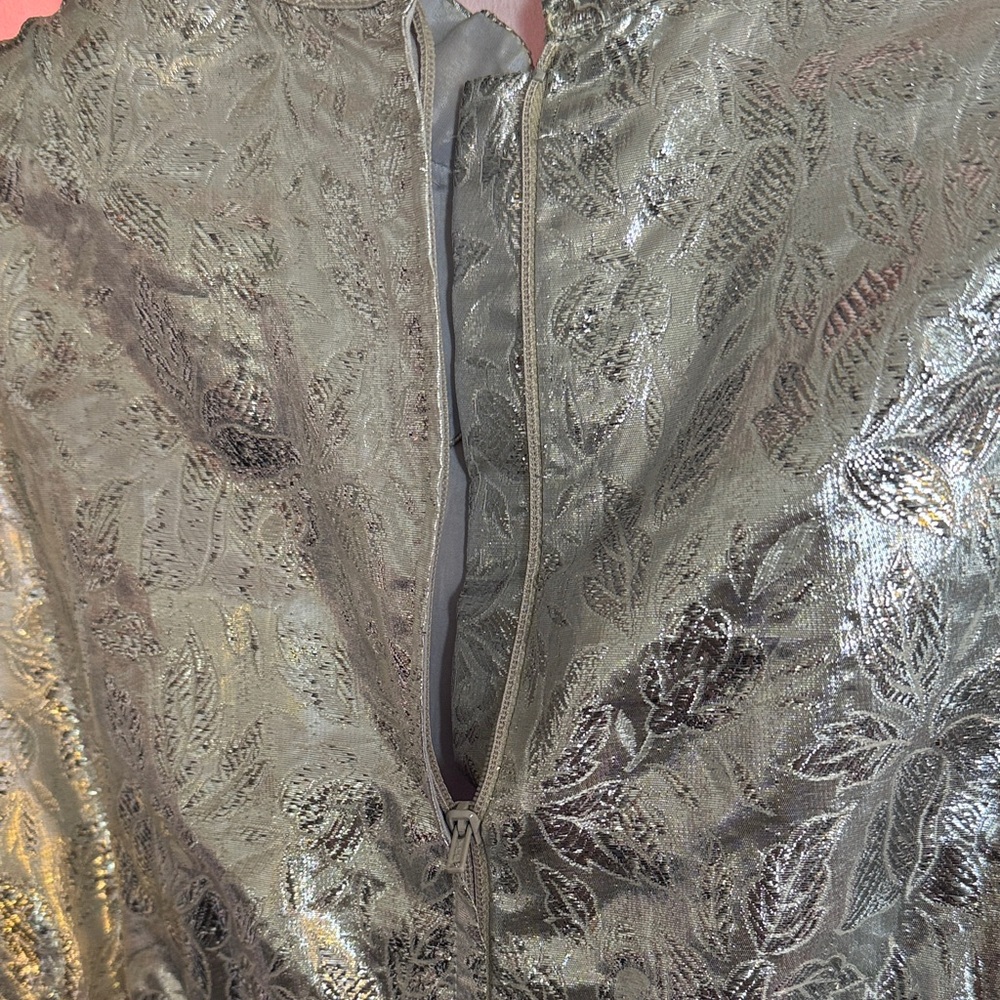 Vintage Metallic Silver Cheongsam-Style Women's Dress - Picture 11 of 15